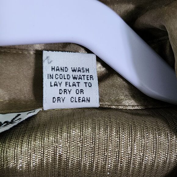 Erica Brooke Collection Womens Evening Button-Down Top Olive Green Fuzzy Size 20 - Picture 6 of 7